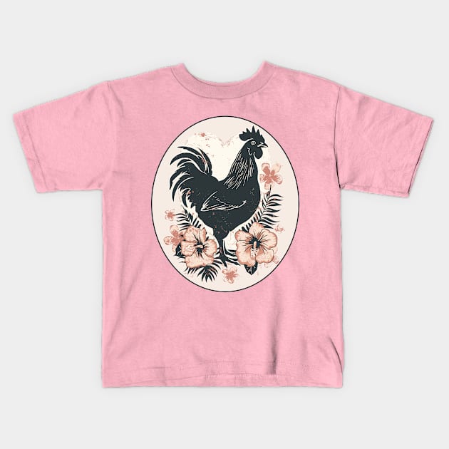 Cute Cottagecore  Chicken Mama Hen Farm Garden Adore Flower Chickens Kids T-Shirt by RetroZin